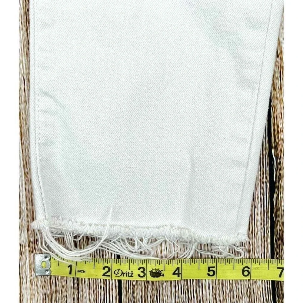 We The Free‎ Jeans Size 31 White Button Fly High Rise Distressed Button Fly